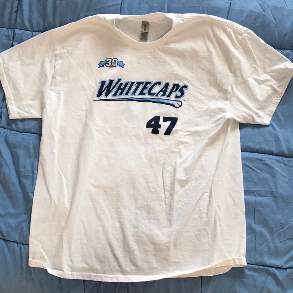 West Michigan‎ Whitecaps MILB #47 Jack Morris. White Tee